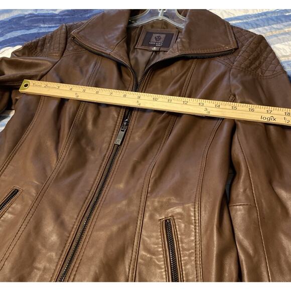 Anne Klein Women's M Butter Soft Leather Jacket Brown Lined Pockets - Picture 4 of 6
